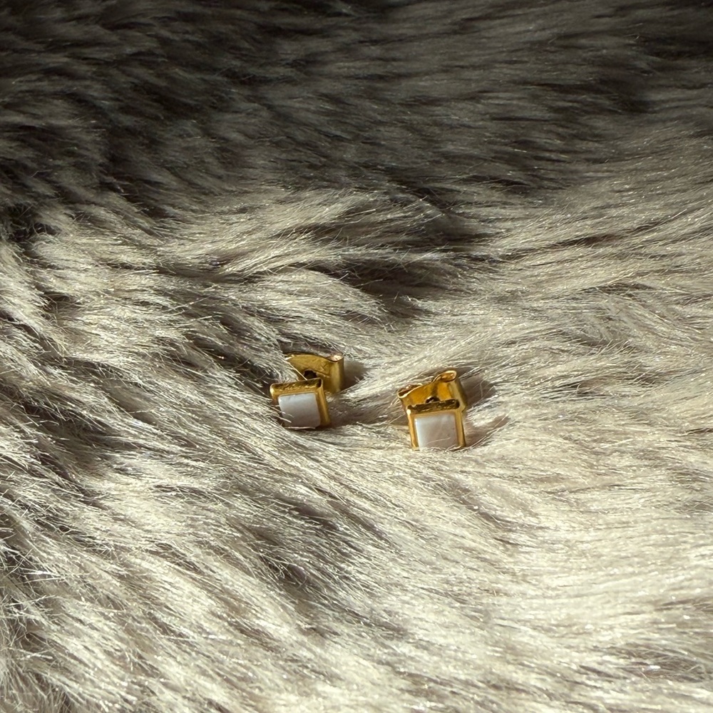 Madewell Gold and White Square Earrings